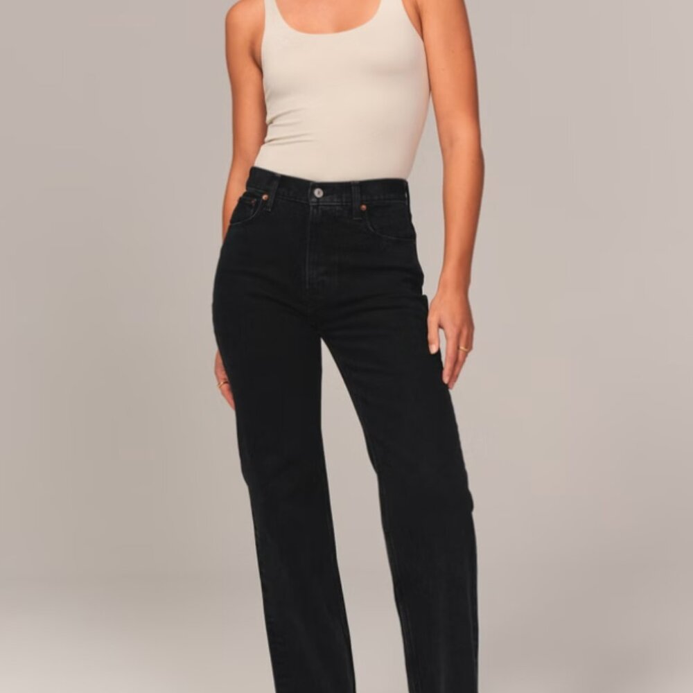 Abercrombie & Fitch Black Wash The '90s Relaxed High Rise Jean